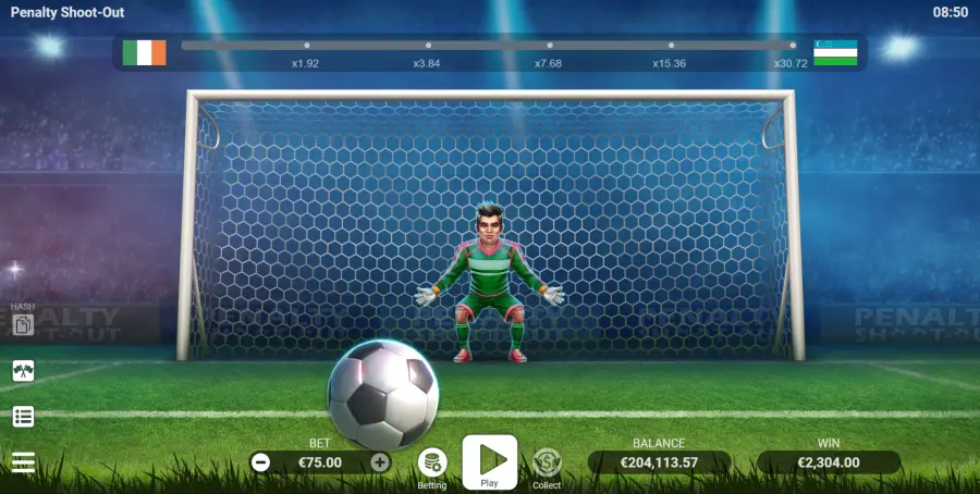 Gameplay de Penalty Shoot Out con portero y multiplicadores